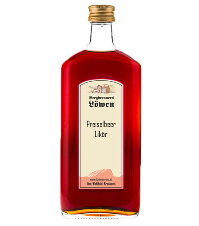 Image of Löwen: Preiselbeerlikör / 25% Vol. / 0,5 Liter - Flasche