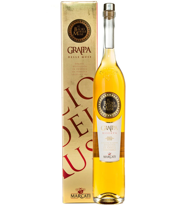 Image of Marcati Grappa Riserva „Il Bacio delle Muse“ / 40 % Vol. / 1,5 Liter-Flasche in Geschenkbox