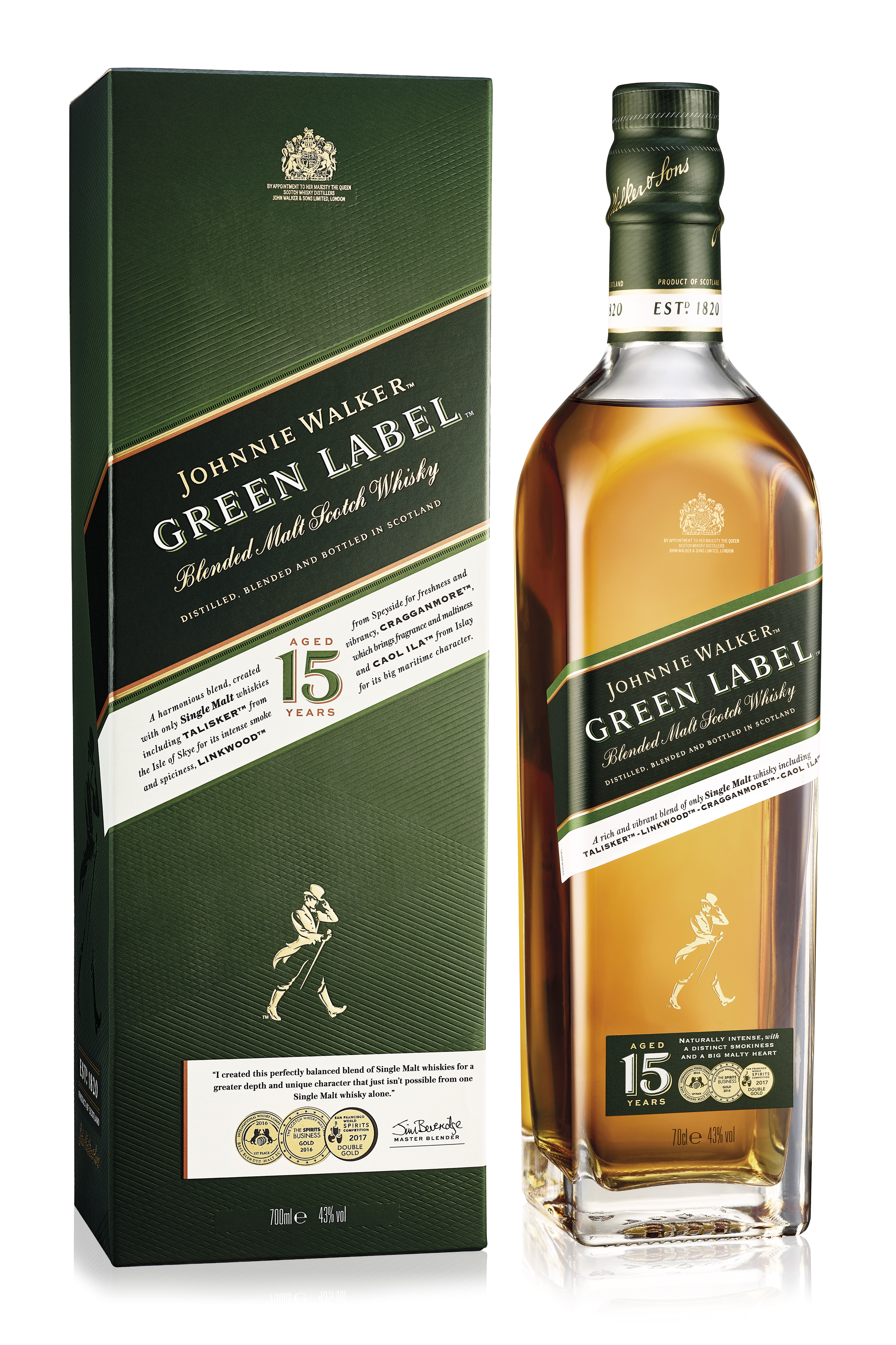 Image of Johnnie Walker Green Label Whisky / 43 % Vol. / 0,7 Liter-Flasche in Geschenkbox