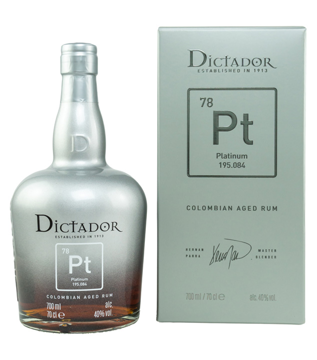 Image of Dictador PT Platinum Colombian Aged Rum / 40 % vol / 0,7 Liter-Flasche in Geschenkbox